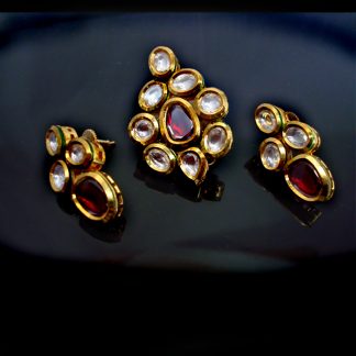 Daphne Ruby Kundan Pendant Earrings for Women