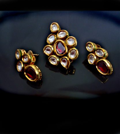 Daphne Ruby Kundan Pendant Earrings for Women