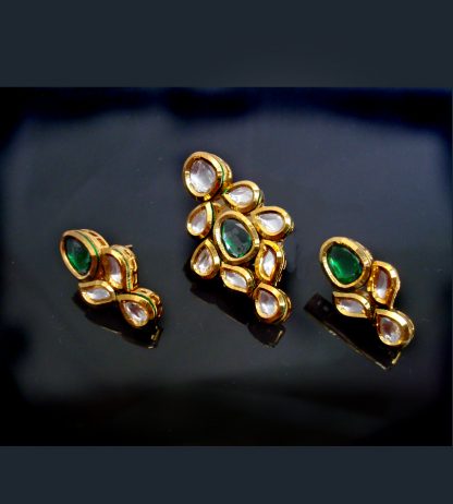 Daphne Emerald shade Kundan Pendant Earrings for Women
