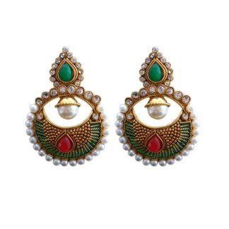 Daphne Green Polki Earrings for women