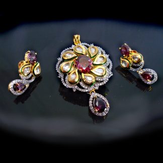 Daphne Kundan Pendant Earrings in Diamond for Women