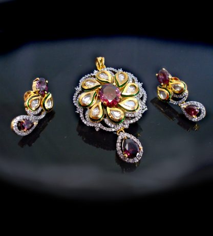 Daphne Kundan Pendant Earrings in Diamond for Women