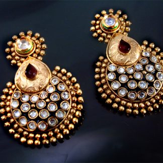 Daphne Kundan work Ruby Shade Polki Earrings for women