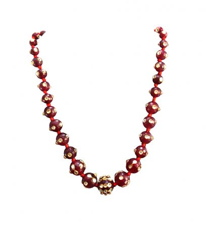 Daphne Maroon Onyx Kundan Kantha Necklace for Women