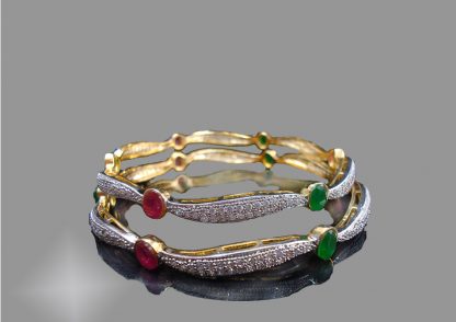 Daphne Ruby Emerald Curvy Designer Bangle for women