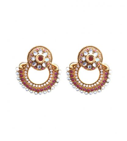 Daphne Ruby Shade Polki Earrings for women