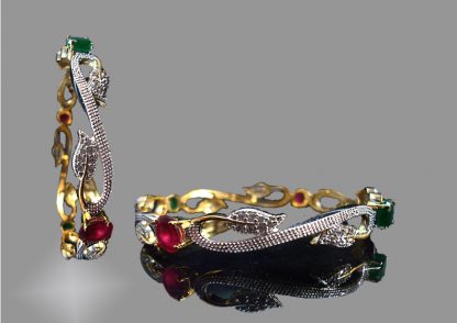 Daphne Studded Ruby Emerald Bangle for women