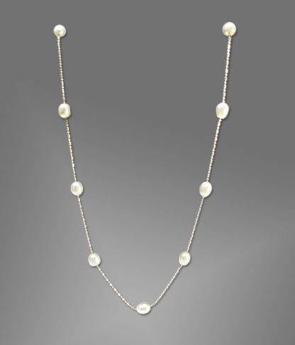 Long 120cm Baroque Pearl Necklace 9-10mm With Sterling Silver Chain