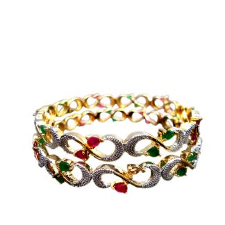 Ruby Emerald Designer Bangle front