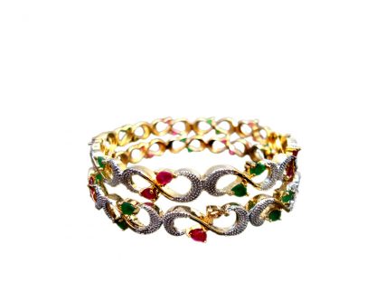 Ruby Emerald Designer Bangle front