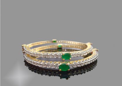 Ruby Emerald Sleek Designer Bangle, Emrerald side look