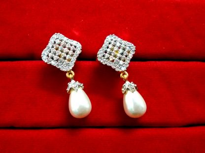 Daphne Diamond White Pearl Droplet