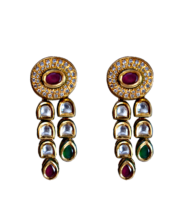 Buy Gold Plated Handcrafted Metal Kundan Earrings | RUB440/RUB4 | The loom