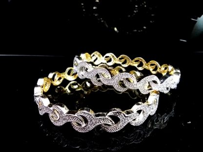 Daphne Sparkling AD studded Bangles, curvy design, best Gift for Anniversary