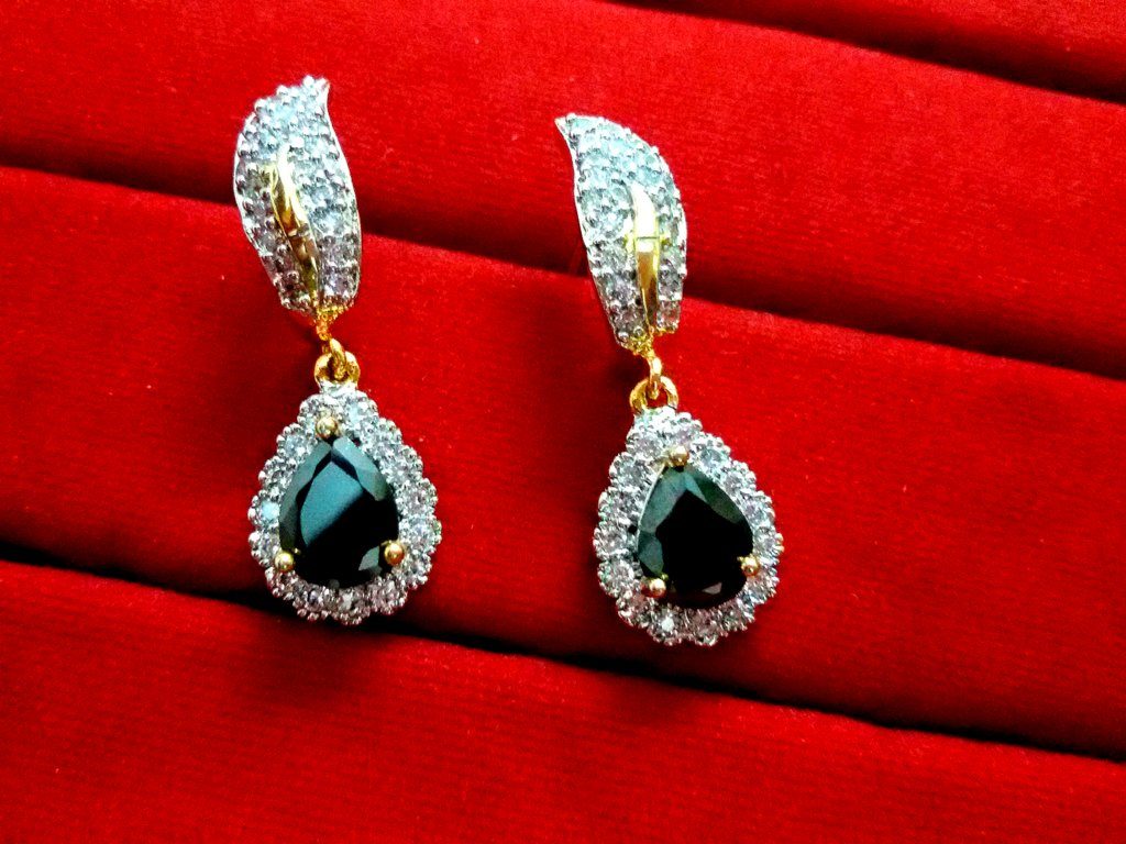 Daphne Sparkling Zircon Black Shade earrings for Women, Best Anniversary Gift - Closer look