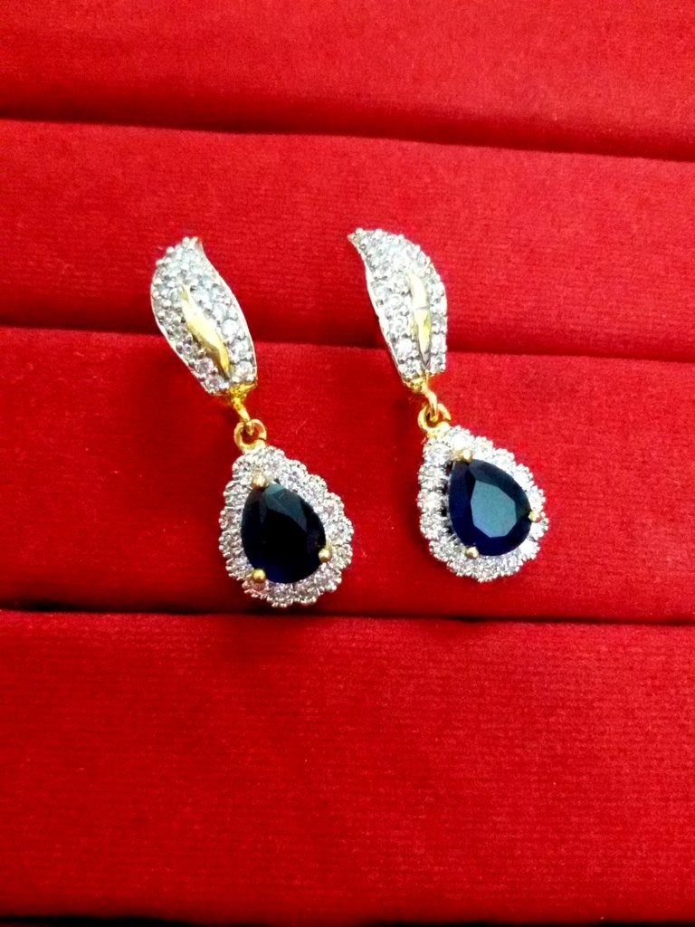 Daphne Sparkling Zircon Blue Shade earrings for Women, Best Anniversary Gift