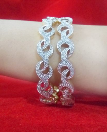 BAN447 Daphne Sparkling AD studded Bangles Curvy Design, best Gift for Wife-closer view