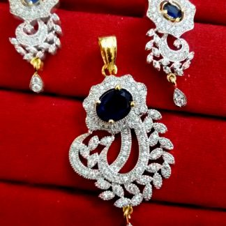 Daphne AD Pendant Earrings with Blue Studded Stones for Women