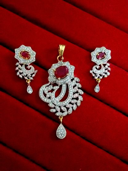 Daphne AD Pendant Earrings with Ruby Studded Stones for Women, The Best Gift