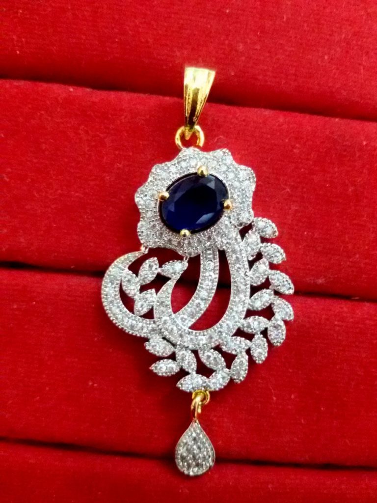 Daphne AD Pendant with Blue Studded Stones for Women