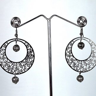 Daphne Black Metal Thin Filigree Work Earrings for Women