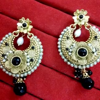 Daphne Black Shade Polki Earrings with pearl for women, Bollywood style All New