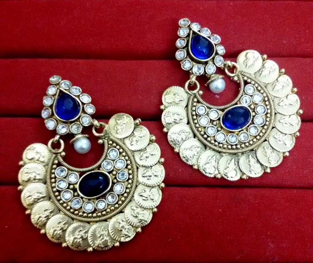 Daphne Blue Shade Polki Earrings for women for gift
