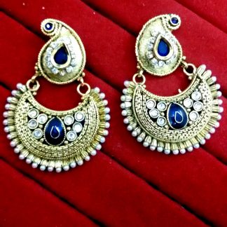 Daphne Blue Shade Polki Earrings with pearl for women