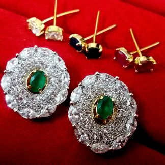 Daphne Four Color Changeable AD Earrings for Women - Emerald