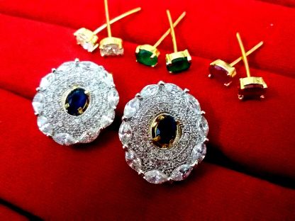 Daphne Four Color Changeable AD Earrings for Women - Sapphire