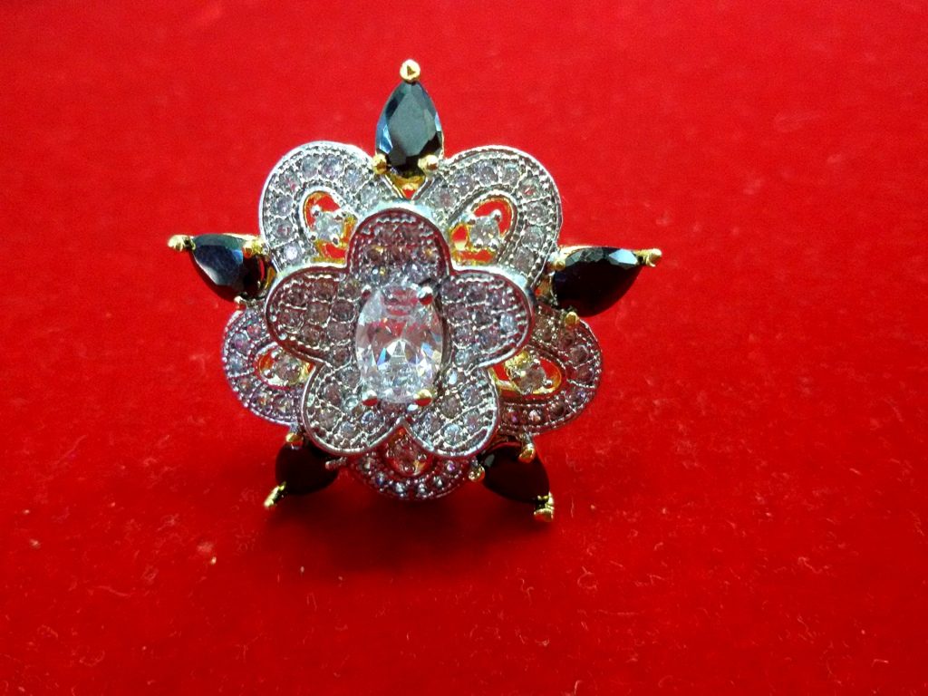 Divya Shakti American Diamond / Zircon Gemstone 22k Pure Gold Ring Natural  AAA Quality (Simple Design) - Divya Shakti Online