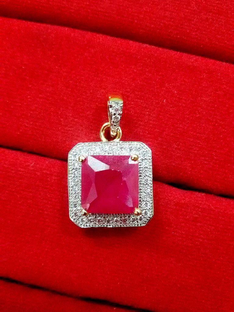 Daphne Ruby Square Shape AD Pendant