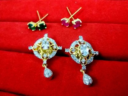 Daphne Three Shade Changeable AD Earrings for women - Diamond