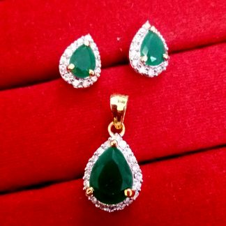 Emerald AD Set Pendant and Earrings