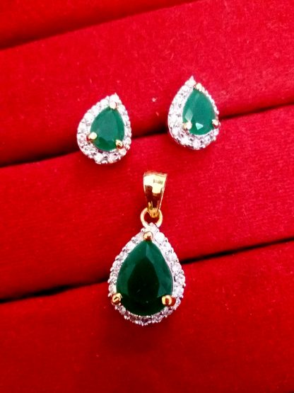 Emerald AD Set Pendant and Earrings
