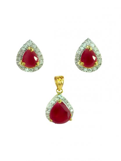 Ruby AD Pendant and Earrings