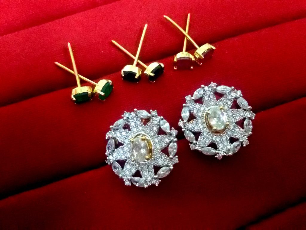 Daphne 8 in One Changeable AD Earrings for Women - Diamond