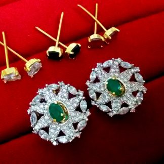 Daphne 8 in One Changeable AD Earrings for Women - Emerald