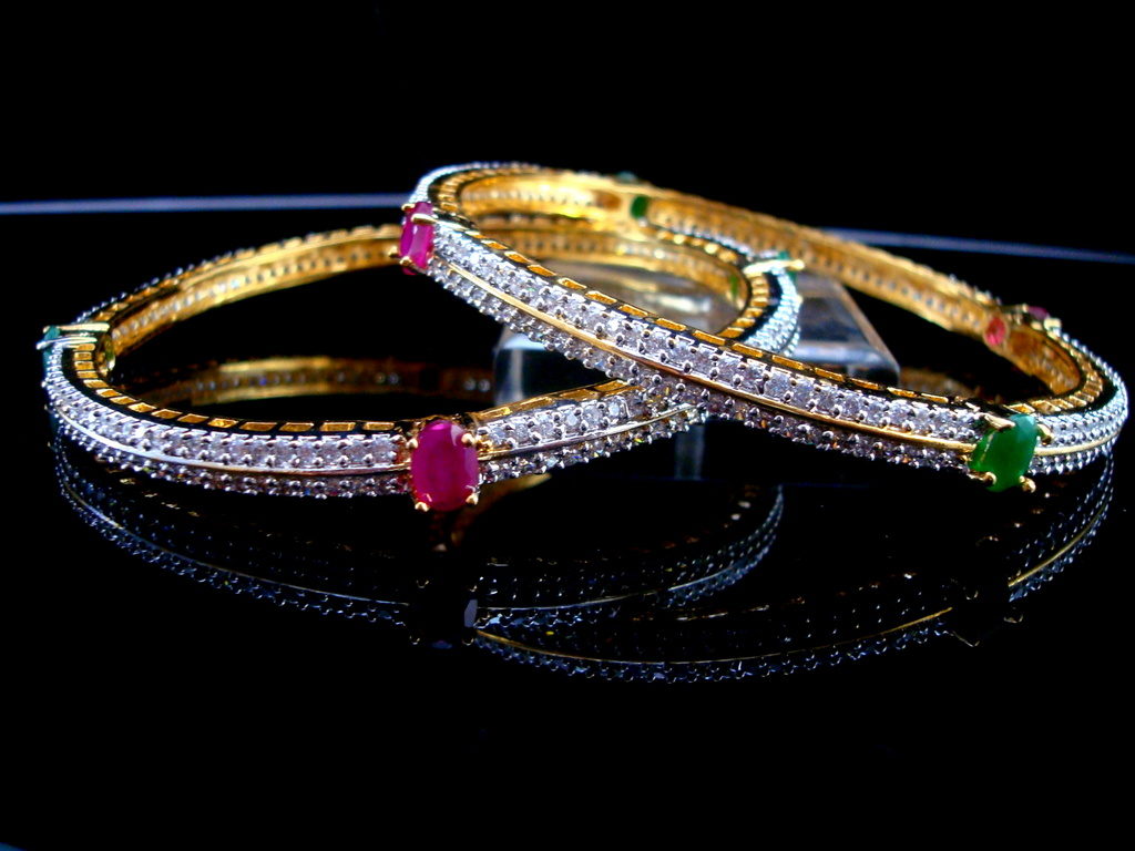 Daphne AD Studded Ruby Emerald Bangle for Gift