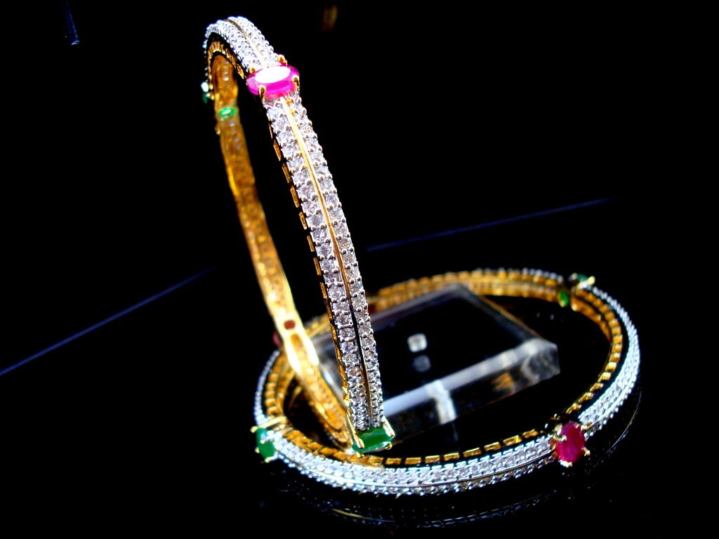 Daphne AD Studded Ruby Emerald Bangle for women