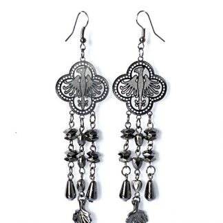 Daphne Black Metal Thin Filigree Eagle Earrings