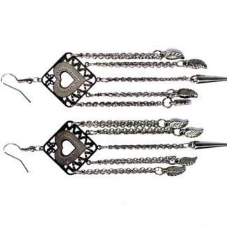 Daphne Black Metal Thin Filigree Hear Shape Earrings for Women