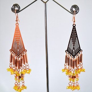 Daphne Copper Shade Chandelier Eagle Earrings for Women, Light weighted