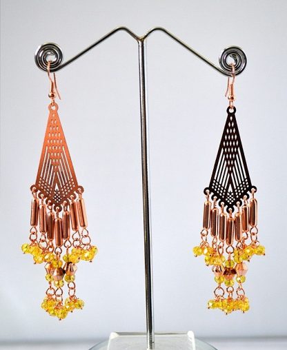 Daphne Copper Shade Chandelier Eagle Earrings for Women, Light weighted