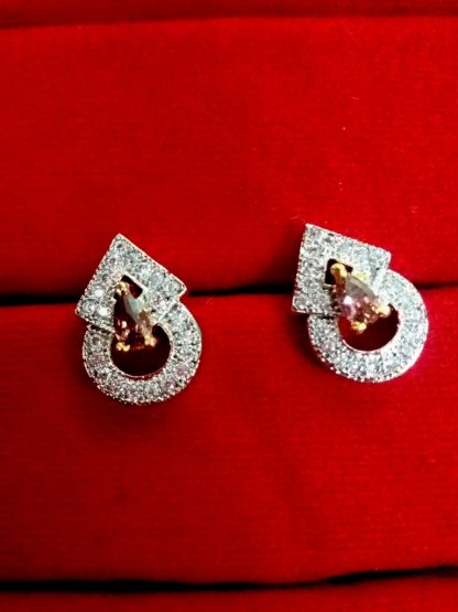 Daphne Party Wear CZ Wine Shade Earrings for Anniversary Gift