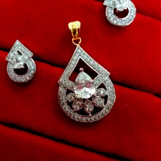 Daphne Party Wear CZ Zircon Pendant and Earrings for Anniversary Gift