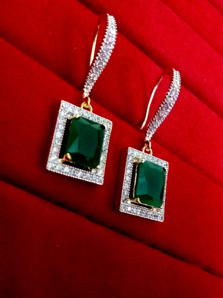 Daphne Party Wear Emerald CZ Hanging for women