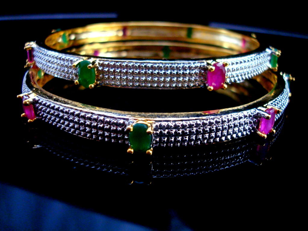 Daphne Ruby Emerald Studded Bangles for women Font Look