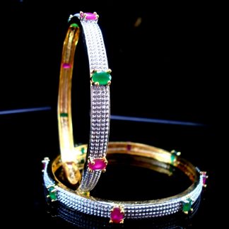 Daphne Ruby Emerald Studded Bangles for women Side Look