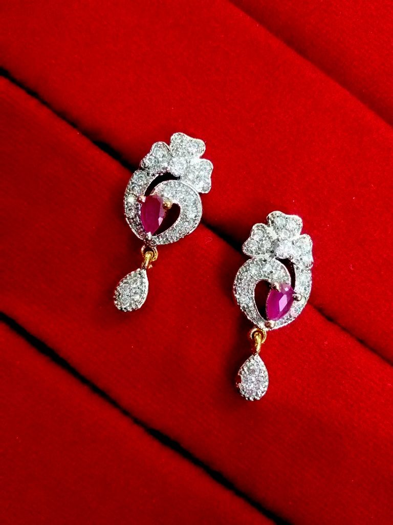 Daphne Ruby Studded Zircon and Earrings